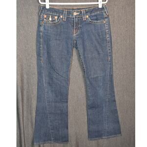 True Religion Women's 29 Joey Low Rise Flare Denim Jeans USA Made Twisted Seam